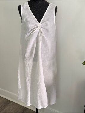 Francesca Bettini Linen Sleeveless Pullover Midi Dress